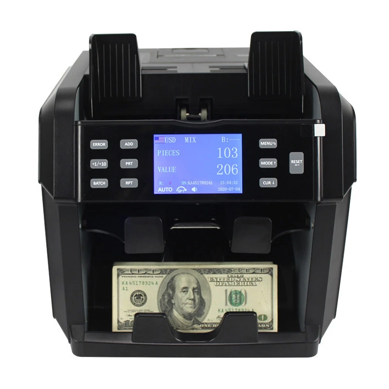 2 CIS Fake Money Detector Black Counting Machine with printer for bank banknote detecting machine bill counter USD/PUR/EURO/GBP