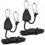 2 Pair of 1/8" Heavy Duty Adjustable Grow Light Ratchet Rope Hanger Yoyo for Grow Light Fixtures & Gardening