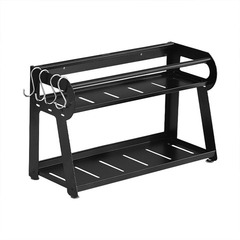 Buy 2 Tier Kitchen Shelf Metal Organizer Jar Holder Black Stand Rack ...