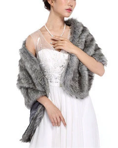 2016 Vintage Bridal Fur Stole Fur Shrug Faux Fur Blanket Scarf Shawl HSC2558