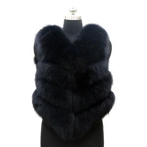 2018 new style wholesale real fox fur women vest lady outwear girl leather waistcoat