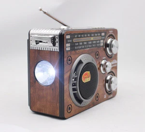 2018 Portable home retro wooden radio with led torch and mp3 player