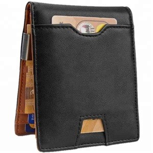 2019 HOT Travel money clip RFID Leather Wallet 100% TOP Genuine Cow Leather Mens RFID Blocking Slim Wallet