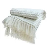 2020 Best Custom mantas frazadas Blended Yarn Chunky Knit Blanket White Weave Throw Sofa Blanket