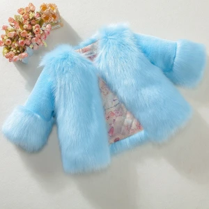 2020 New fashion faux fur coat kids Baby Girl Jackets And Coats Thick Warm outdoor winter coat for kids