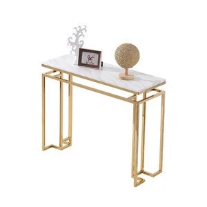 2020 New Interior Design Contemporary Luxury Hotel Home Furniture Gold Stainless Steel Foyer Long Console Table