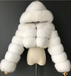 2021 new lady artificial fur outwear faux fox fur overcoat with hood fake faux fur coat women