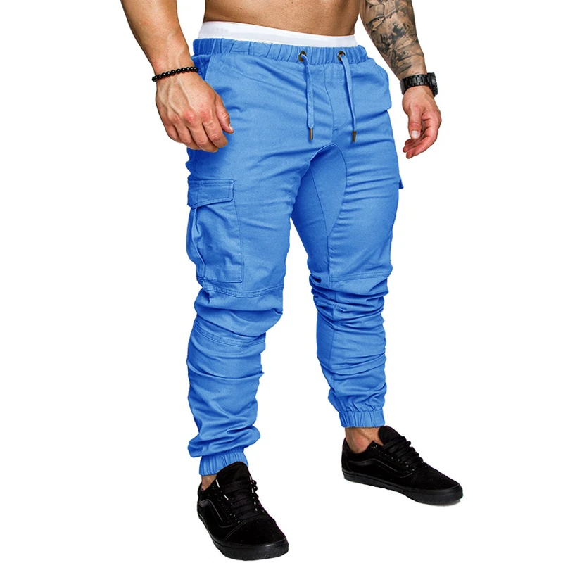 2021 New Plus Size Casual Joggers Pants Solid Color Men Cotton Elastic Long Trousers Military Army Cargo Pant