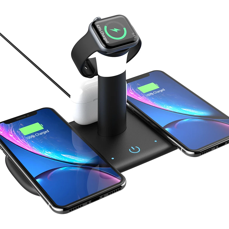 2021 New Wireless Charger 5 in 1 wireless phone chargers 5w/7.5w/10w/15w Wireless Charging Station with Warm Light
