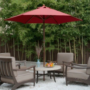 2.5m Wooden garden umbrella ,with pulley system with logo printing ,with tilt