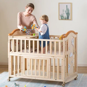 3 in 1 convertible made in solid pine wood baby crib kids furniture smoothly playpen crib in Turkey