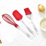 3 Pcs Kitchen Utensil Silicone Cookware Food Grade Egg Whisk Spatula Brush Kitchenware Non-Stick  Heat Resistant Spatula Set