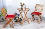 3 PCS Patio Folding Bistro Set, Outdoor Acacia Wood Chair and Table Set with Round Coffee Table, Ideal for Indoor Patio Poolside