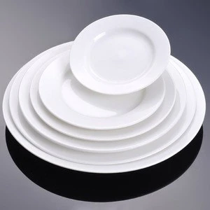 30pcs Round Shape Standard Classical White Hotel Restaurant Ceramic Porcelain Dinnerware Sets