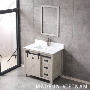 36&quot; matt finish solid wood bathroom vanity with barn door design