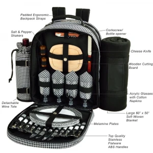 4 person Picnic Backpack High Quality Durable Backpack Cooler with Insulated Extra Bonus Cooler Bag