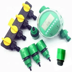 4 Way Garden Hose to Hose Connector Hose Faucet Splitter with Electronic Water Timer