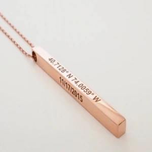 40% OFF Custom Coordinates Necklace ,Personalize Stamped customized bar jewellery,Vertical Bar Layered Necklace