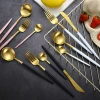 4pcs Amazon hot sellgold plated korean Titanium spoon and chopstick fork stainless steel flatware