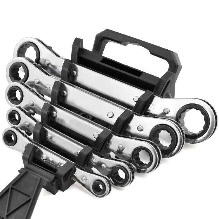 5pcs flat ratchet spanner with box Double Ring Wrench Set