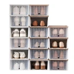 6 PCS Clear Drop Front Big Stackable Plastic Box AJ Basketball Shoe Rack For Organizer Storage Large Nike Jordon Shoe High Heels