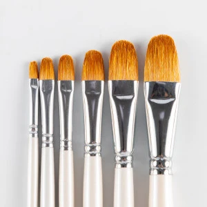 6 pcs Multi Function flat tip natural bristle acrylic paint brushes for oil painting