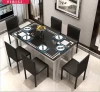 6 Seats Simple Set Modern Glass Dining Table