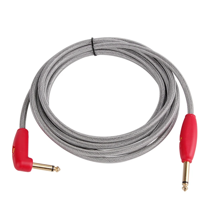 6.35 male to male 90 degree noise reduction with mute switch guitar bass musical instrument audio cable