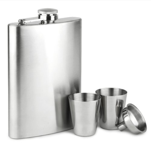 8 oz. Lightweight &amp; Discrete Stainless Steel Body Leather Wrapped Hip Flask