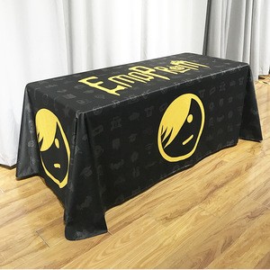 8&#39;  outdoor Cheap printed fabric table throw promotion modern table cloth  for exhibition