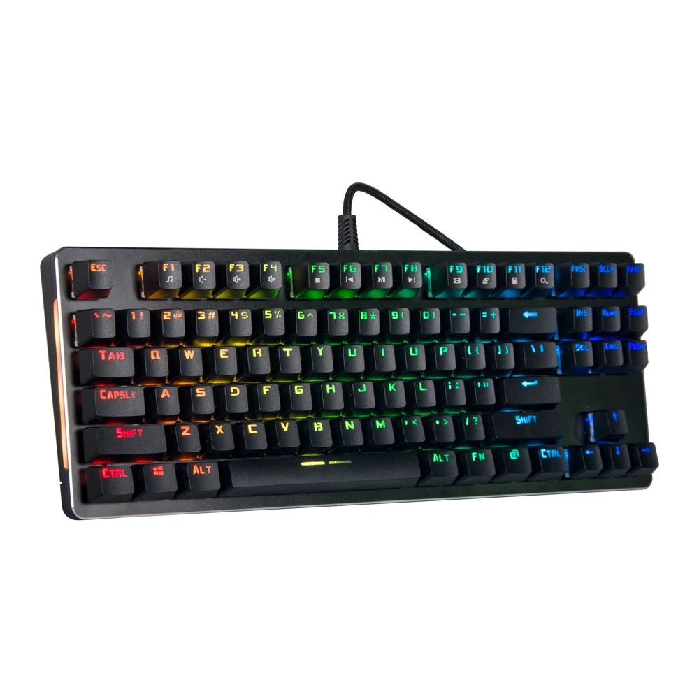 87 Key Keyboard Gaming Mechanical RGB , Rainbow led , Outemu Switch Brown/Red/Blue/Black color for PC gamer OEM Order Iorn Cover
