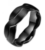 8mm Mens Black  Ring Brushed Infinity Knot Pattern Wedding Band Comfort Fit High Polished ring