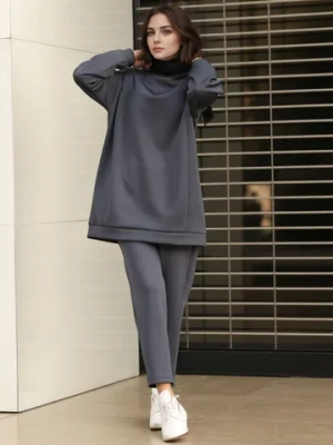 9186 Spring Autumn Women Muslim Sets Long Tops and Pants Turkey Outfit 2 Pieces Set Adult Eid Al-Adha Casual Young Girls Sport