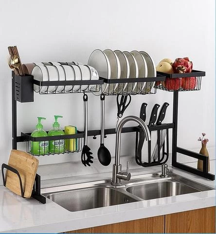 A well-built dish sink rack dryer made in stainless steel black coating
