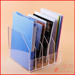 acrylic 5 compartments MID notebook diaplay stand holder paper files organizer