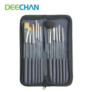 Acrylic Handle Art Brush Canvas Bag 12 Pack Artist Paint Set