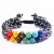 Import Adjustable Fashion Knotted Natural Lava Stone Handmade Braided Double Layer Bracelet  Colorful Yoga Bracelet from China