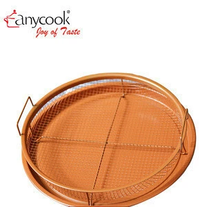 Anycook 2 Piece Copper Crisper Potatoes Chips Fried Chicken Tray pan Meat Oil Filter Basket Barbecue BBQ Basket Rack