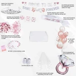 bachelorette party decorations with bride to be banner and sash ,Diamond balloons, tiara, veil ,Tattoos for Bridal Shower set