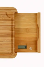 Bamboo cutting board and serving board - oversized cutting edge with electronic scales to weigh food