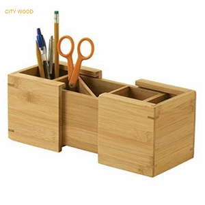 bamboo expandable storage box desktop organizer