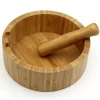 Bamboo Mortar and Pestle Pedestal Bowl Kitchen Garlic Pugging Pot/ Home Basics Mortar and Pestle Bamboo