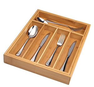 Bamboo silverware organizer tray flatware drawer organizer