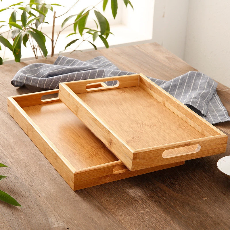 bamboo tea set tray wooden base