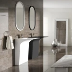 Bathroom uniqe shape  Sink Acrylic Solid Surface Stone pedestal Basin Solid Surface Washbasin 1110060
