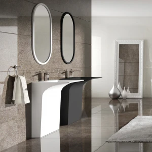 Bathroom uniqe shape  Sink Acrylic Solid Surface Stone pedestal Basin Solid Surface Washbasin 1110060