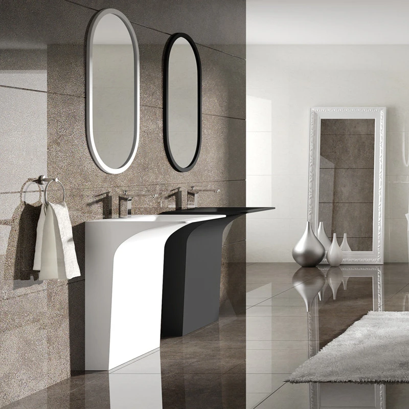 Bathroom uniqe shape  Sink Acrylic Solid Surface Stone pedestal Basin Solid Surface Washbasin 1110060