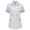 Beautiful cheap nurses hospital uniforms 100% cotton half sleeve with logo printed