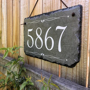 Beautifully Handcrafted and Customizable Slate Home Address Plaque