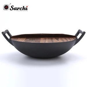 Best cast iron flat bottom woks with wooden lid cast iron wok